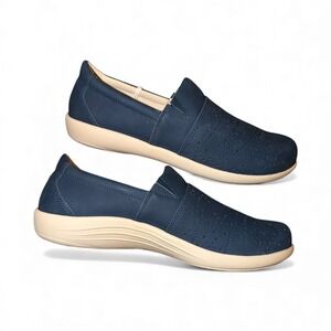 Waco Shoe Co Ridgeway Picasso Women's Blue Perforated Slip‎ On Loafer Shoes 12D